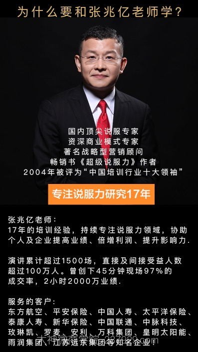 张兆亿 国内顶尖说服力专家 畅销书《超级说服力》作者,2004年度中国